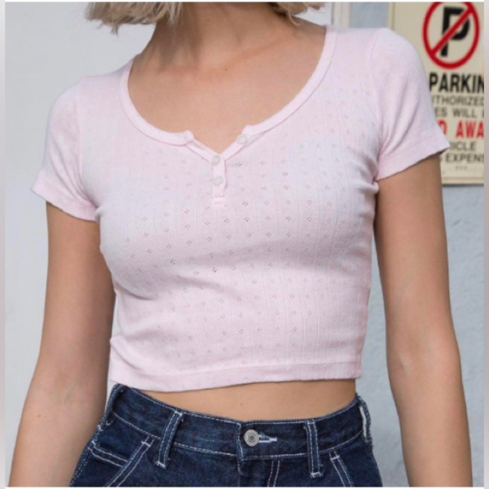 Brandy Melville Baby Pink Crop Top Size OS
